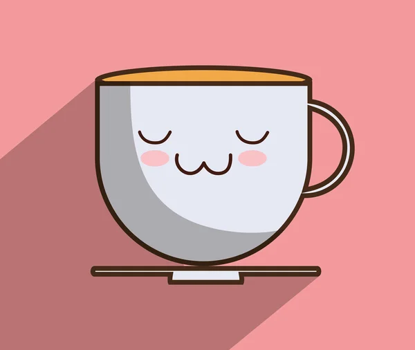 Diseño de desayuno. Taza de café Kawaii icono. Gráfico vectorial — Vector de stock