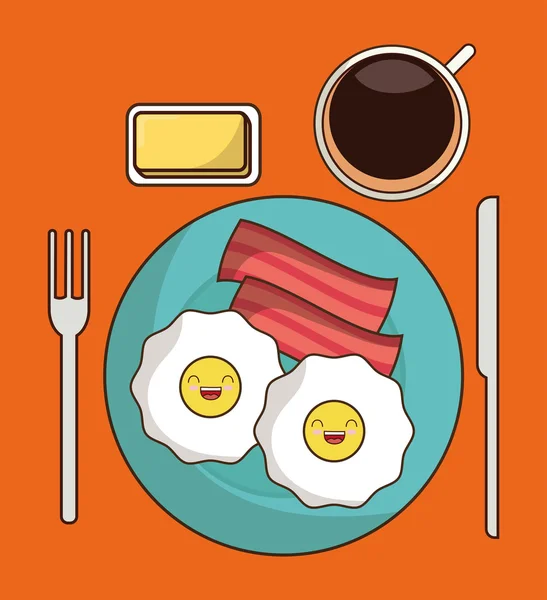 Colazione di design. Icona dell'uovo Kawaii. Grafico vettoriale — Vettoriale Stock