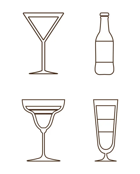 Silhouette set of cocktails. Alcohol design. Vector graphic — Stock Vector