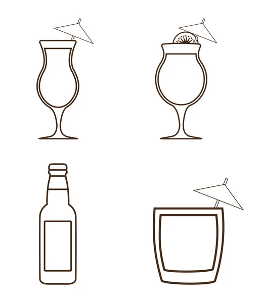 剪影套的鸡尾酒。酒精的设计。矢量图形 — 图库矢量图片