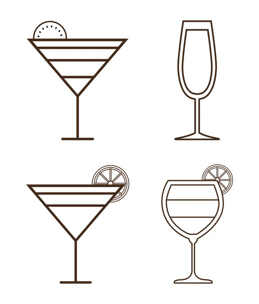 Silhouette set of cocktails. Alcohol design. Vector graphic — Stock Vector