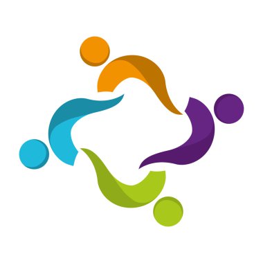 Soyut sembol simge. ekip çalışması kavramı. çok renkli vektör