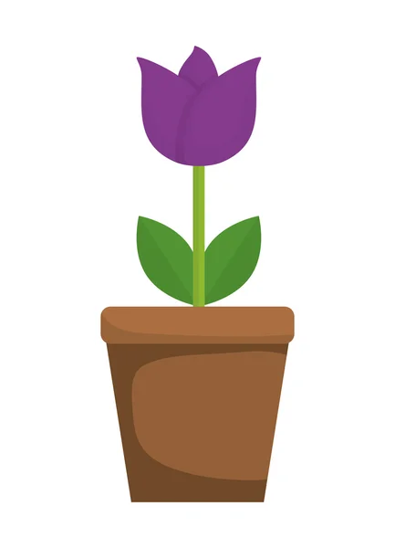 Ícone de flor e vaso. Projeto do jardim. Gráfico vetorial — Vetor de Stock