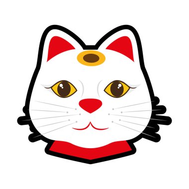 Kedi simgesi. Japonya kültür. Vektör grafiği