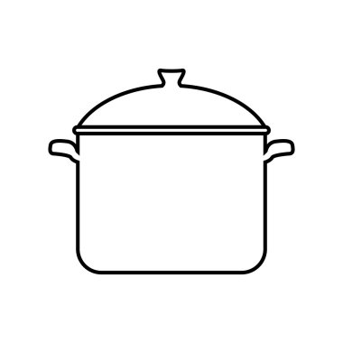 Pişirme tencere simgesi. Menü ve mutfak tasarımı. Vektör grafiği