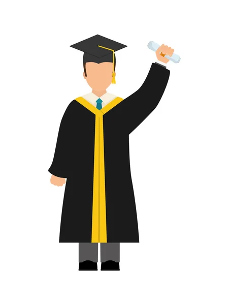 Tapa de graduación e icono de niño. Diseño universitario. Gráfico vectorial — Vector de stock