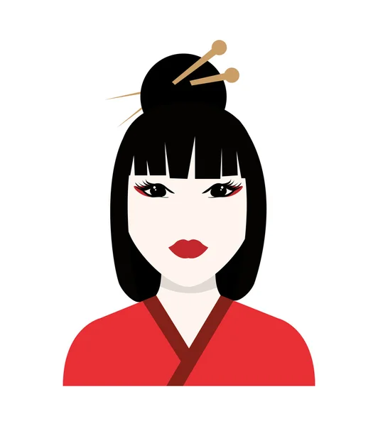 Икона традиционной женщины. Культура Японии. Векторная графика — стоковый вектор