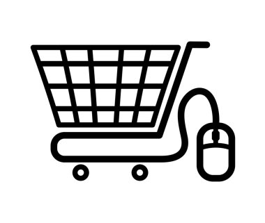 Alışveriş sepeti ile fare çizmek. Vektör grafiği