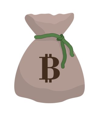 Para çantası simgesi. Bitcoin tasarım. vektör grafiği