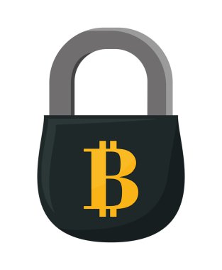asma kilit simgesi. Bitcoin tasarım. vektör grafiği