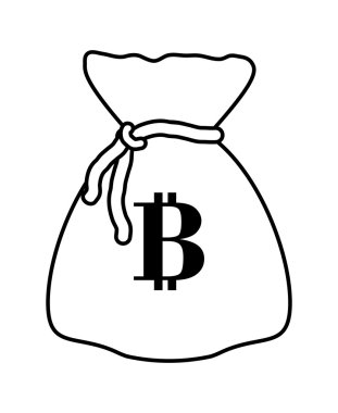 Para çantası simgesi. Bitcoin tasarım. vektör grafiği
