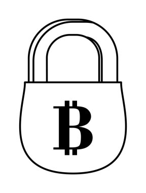 asma kilit simgesi. Bitcoin tasarım. vektör grafiği