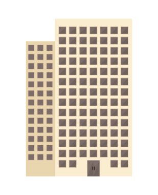 Bina simgesi. Mimarlık ve şehir. Vektör grafiği