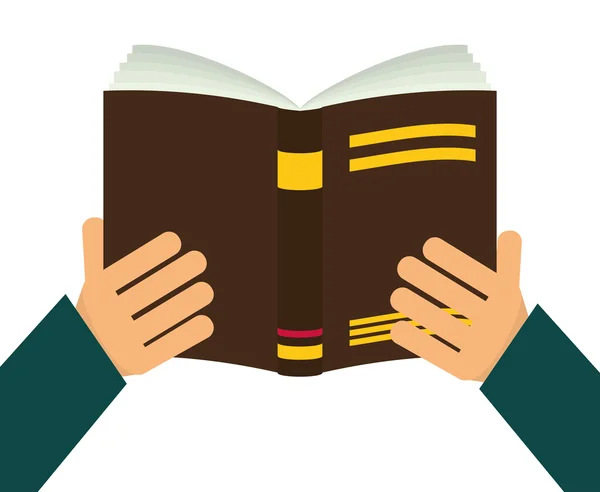 Boek en hand. Reading concept. Vectorafbeelding — Stockvector