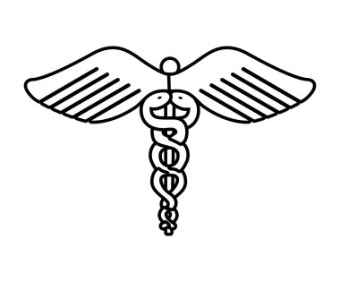 Caduceus simgesi. Tıbbi ve sağlık tasarım. Vektör grafiği