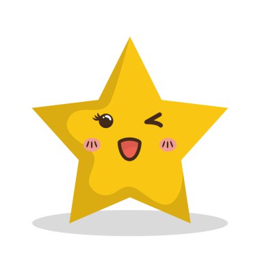 Kawaii yıldız simgesi. Mutlu Noeller tasarım. vektör grafiği