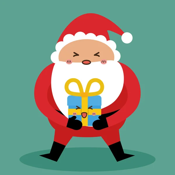 Père Noël Kawaii et icône cadeau. Joyeux Noël design. grap vectoriel — Image vectorielle