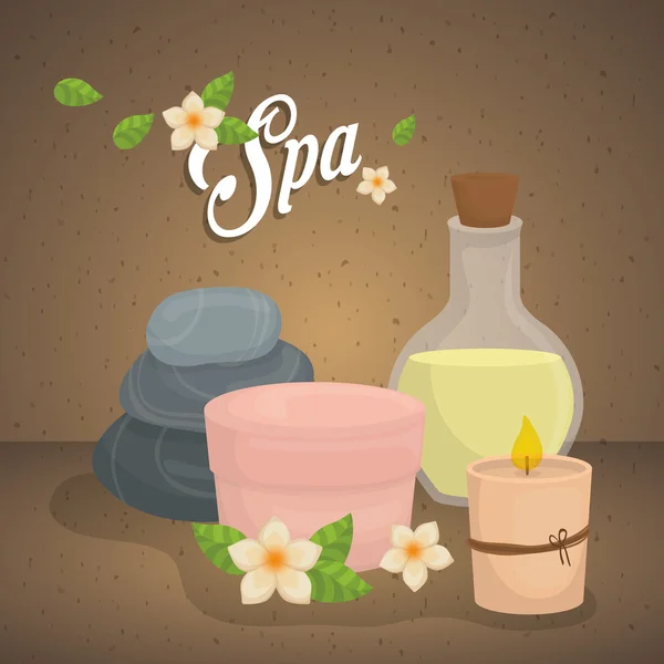 Vela y piedra icono. Diseño del centro de spa. Gráfico vectorial — Vector de stock