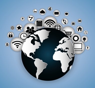 Multimedya simgesi ayarlayın. Nesnelerin interneti tasarımı. vektör grafiği