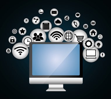 Multimedya simgesi ayarlayın. Nesnelerin interneti tasarımı. vektör grafiği