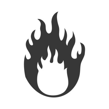 Gri yangın simgesi. Alev tasarım. Vektör grafiği