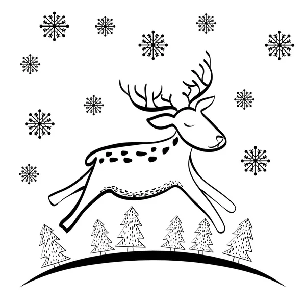 Icono de dibujos animados de ciervos. Feliz Navidad. Gráfico vectorial — Archivo Imágenes Vectoriales