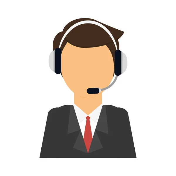 Werkingsmodus man. Call center ontwerp. Vectorafbeelding — Stockvector