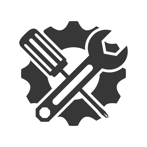 Llave y destornillador icono. Diseño de herramientas. Gráfico vectorial — Vector de stock