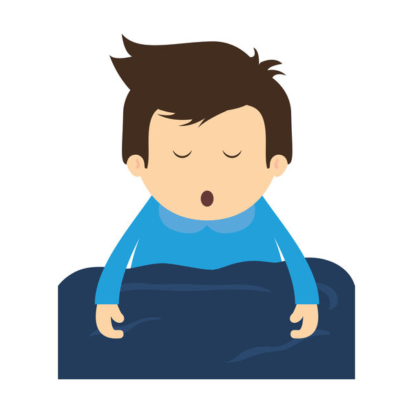 Мальчик спит икона. отдых и сон дизайн. Векторная графика
