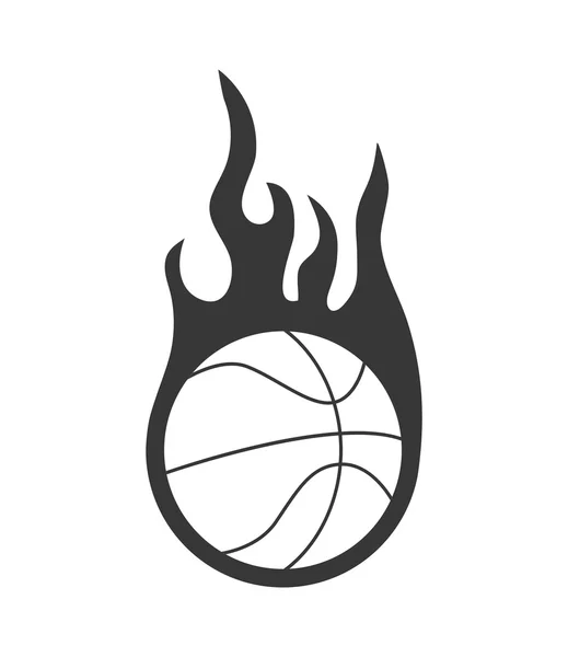 Icône boule et flamme. Conception de basket. Graphique vectoriel — Image vectorielle