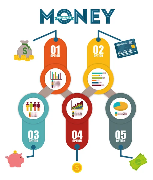 Diseño infográfico del dinero . — Vector de stock