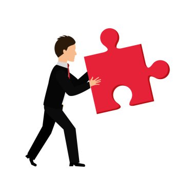 Bulmaca ve işadamı simgesi. Oyun tasarımı parçası. Vektör grafiği