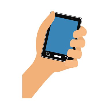 Akıllı telefon ve el simgesi. Gadget ve teknoloji tasarımı. Vektör g