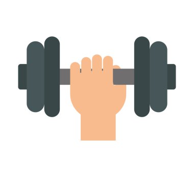 Ağırlık ve el simgesi. Sağlıklı yaşam tarzı tasarımı. Vektör grafiği