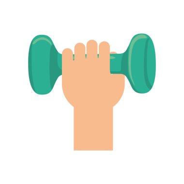 Ağırlık ve el simgesi. Sağlıklı yaşam tarzı tasarımı. Vektör grafiği
