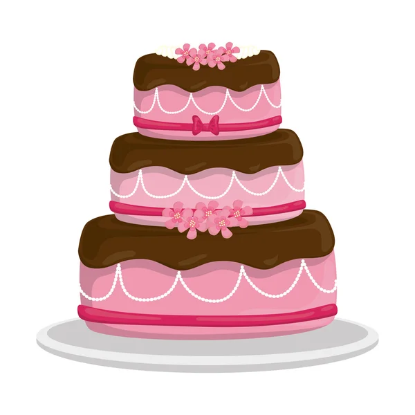 Icono de pastel dulce. Diseño de postres y celebraciones. Gráfico vectorial — Vector de stock