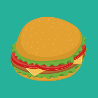Hamburger simgesi. Fast food tasarım. vektör grafiği