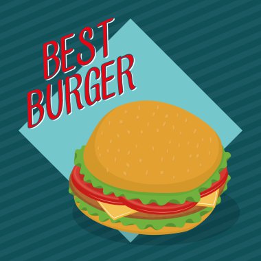 Hamburger simgesi. Fast food tasarım. vektör grafiği