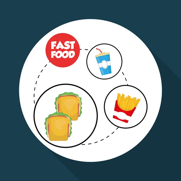 Flache Illustration über Fast Food Design — Stockvektor