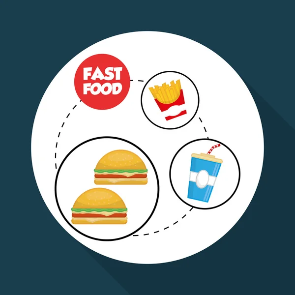 Flache Illustration über Fast Food Design — Stockvektor