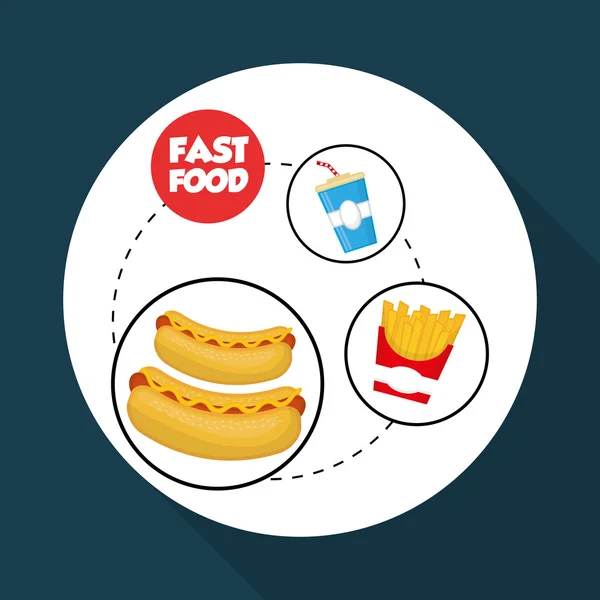 Flache Illustration über Fast Food Design — Stockvektor