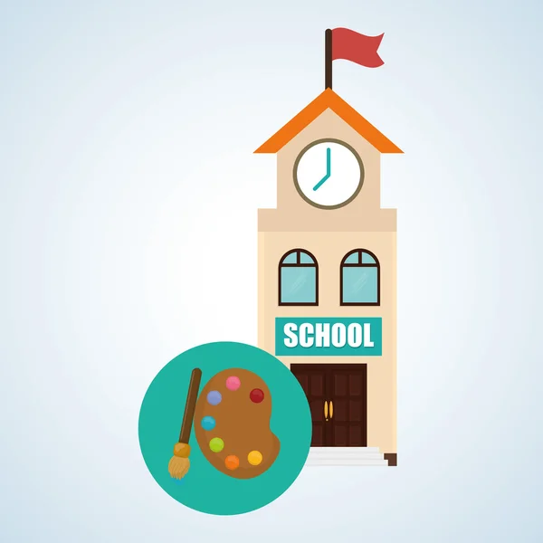 Illustrazione piatta sul ritorno alla progettazione scolastica, relativa all'istruzione — Vettoriale Stock