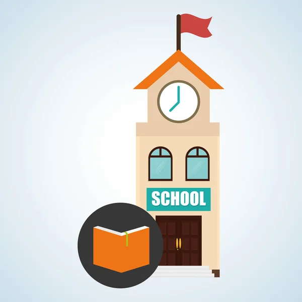 Illustrazione piatta sul ritorno alla progettazione scolastica, relativa all'istruzione — Vettoriale Stock