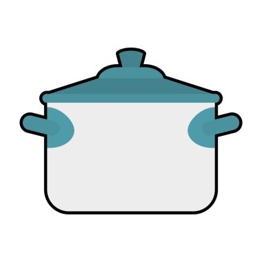 Tencere simgesi. Mutfak ve pişirme tasarım. Vektör grafiği