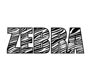 Zebra simgesi. Hayvan metin tasarım. Vektör grafiği