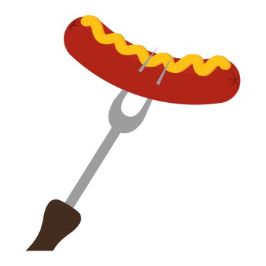 Sosis simgesi. Steak house tasarım. Vektör grafiği