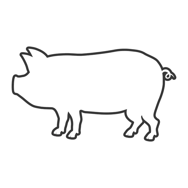 Het pictogram van het varken. Dierlijke silhouet ontwerp. Vectorafbeelding — Stockvector