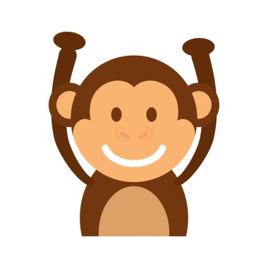 Karikatür maymun simgesi. Şirin hayvan tasarımı. Vektör grafiği