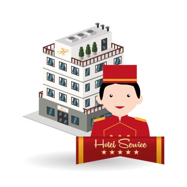 Otel tasarımı. seyahat etmek simge. İllüstrasyon izole ve düz