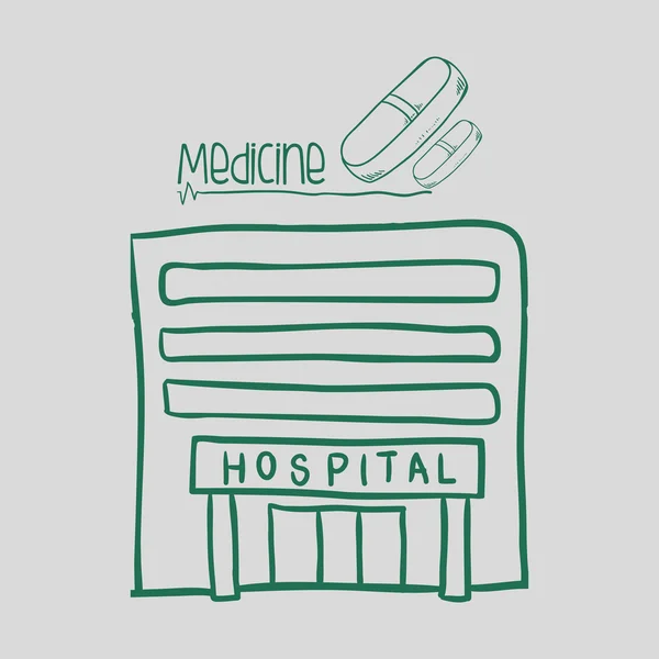 Diseño de atención médica. icono de la atención médica. ilustración de boceto — Vector de stock